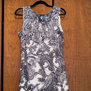 Reba Navy and White Midi Dress